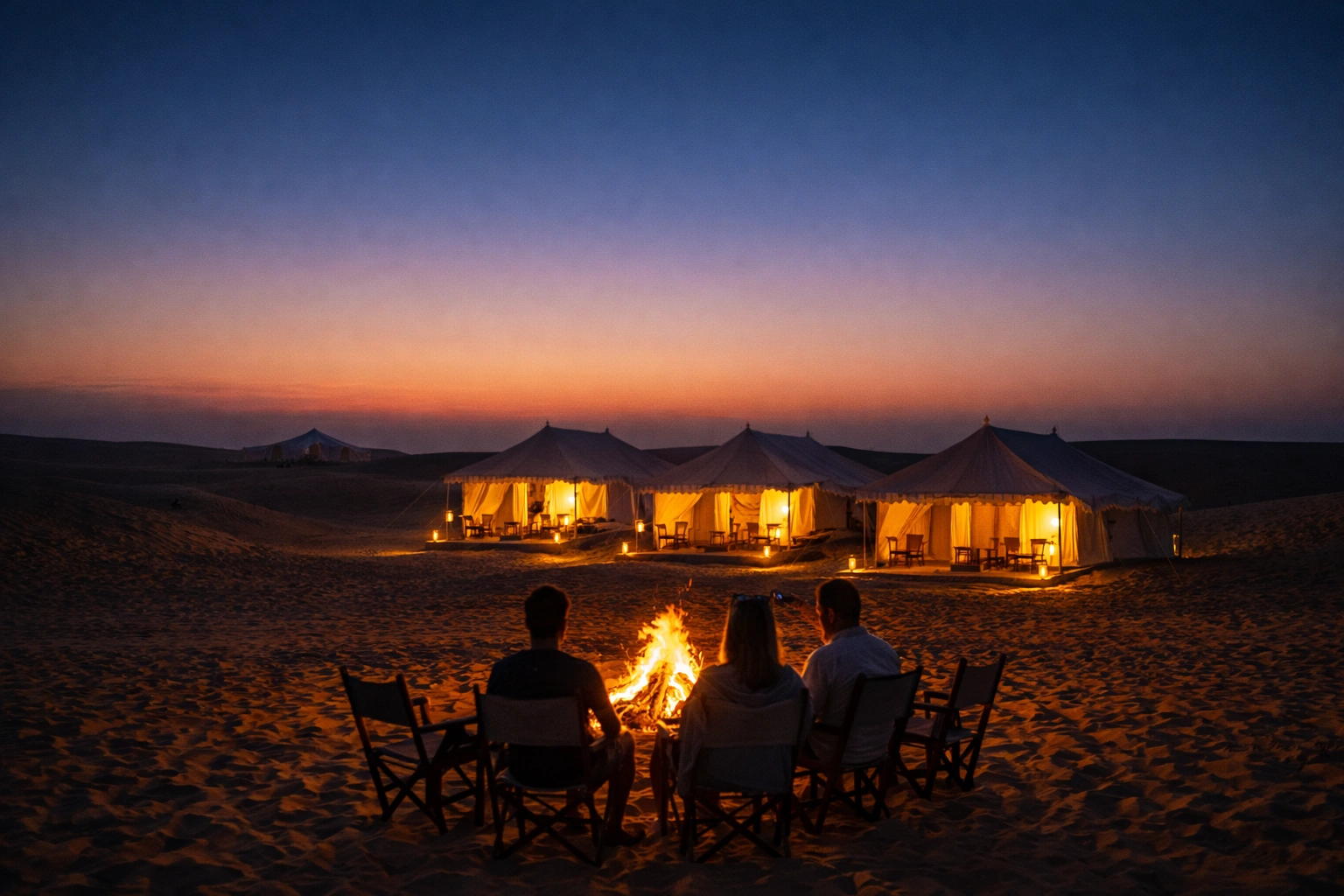 Desert camping under stars at Sam Sand Dunes